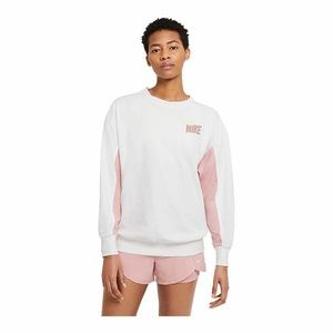 Womens Nike Sportswear Color-block Crew Sweatshirt White Pink Plus Size